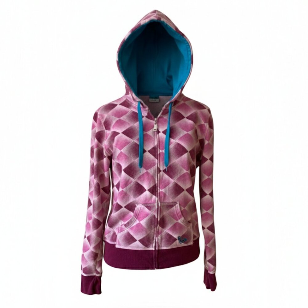 ROXY - Pink / Aqua - Long Sleeve Full Zip Hoody - XL (fit Med adult)